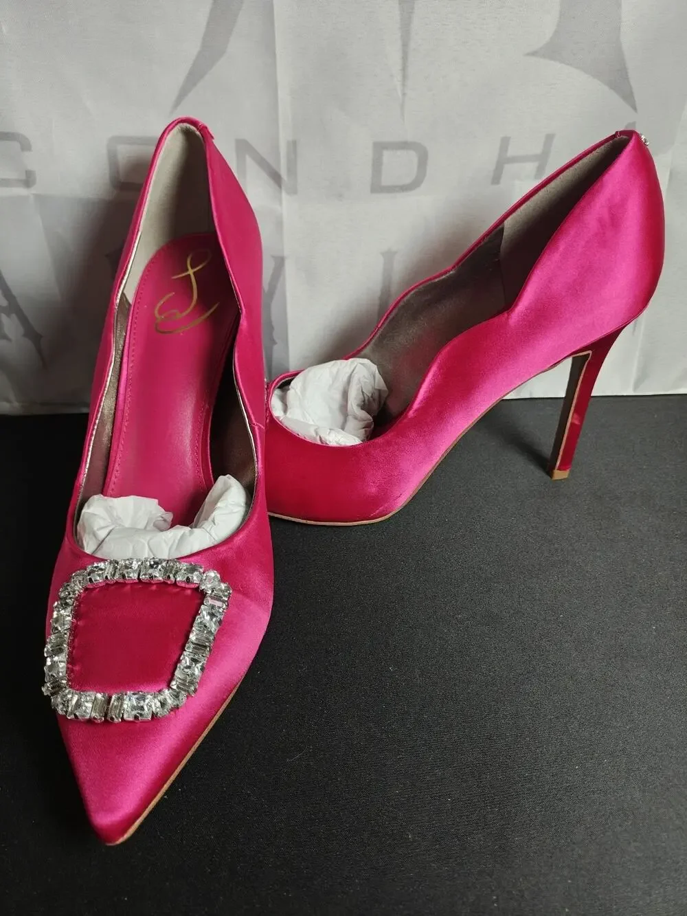 SAM EDELMAN Women's 10.5 Pointed Toe Pump Heel Harriett Hot Pink New W/ Defects